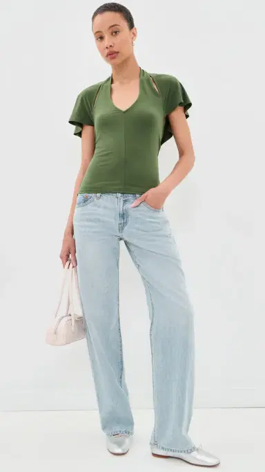 Sandy Liang Bellini Top Olive | Thumbnail 6 Sandy Liang Bellini Top Olive | Thumbnail 6