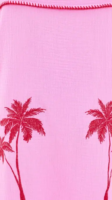English Factory Tropical Embroidered Midi Dress Pink/Red | Thumbnail 6 English Factory Tropical Embroidered Midi Dress Pink/Red | Thumbnail 6
