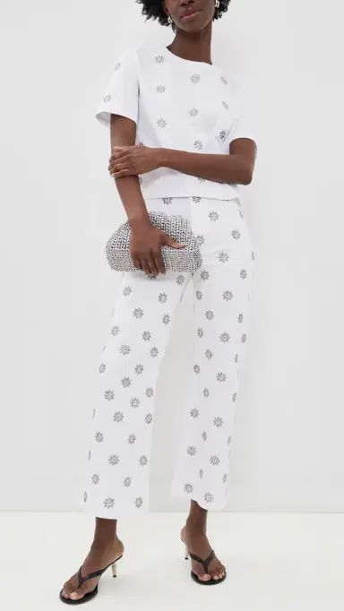 Veronica Beard Jean Grant High Rise Wide Leg Crop Jeans White | Thumbnail 5 Veronica Beard Jean Grant High Rise Wide Leg Crop Jeans White | Thumbnail 5
