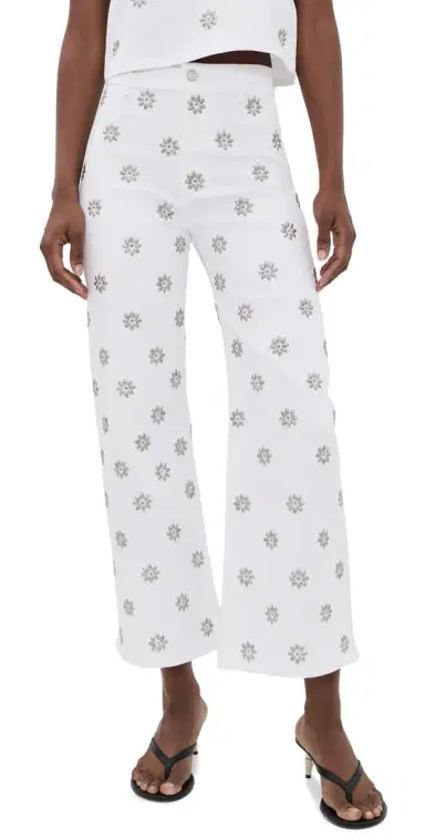 Veronica Beard Jean Grant High Rise Wide Leg Crop Jeans White | Thumbnail 1 Veronica Beard Jean Grant High Rise Wide Leg Crop Jeans White | Thumbnail 1