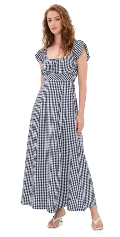 Splendid Gigi Gingham Midi Dress Navy/White | Thumbnail 1 Splendid Gigi Gingham Midi Dress Navy/White | Thumbnail 1
