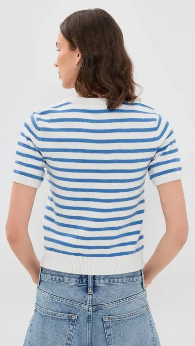 English Factory triped Lemon Short Sleeve Sweater White/Blue | Thumbnail 3 English Factory triped Lemon Short Sleeve Sweater White/Blue | Thumbnail 3