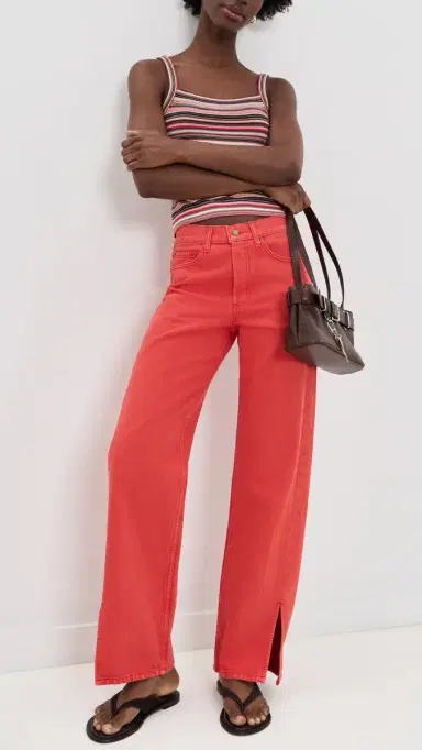 B SIDES Charlot Split Hem Jeans Faded Tomato Overdye 32 | Thumbnail 5 B SIDES Charlot Split Hem Jeans Faded Tomato Overdye 32 | Thumbnail 5