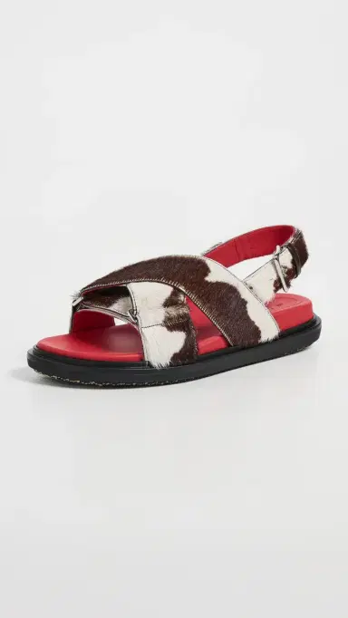 Marni Fussbett Crisscross Sandals Lily White/Brown | Thumbnail 2 Marni Fussbett Crisscross Sandals Lily White/Brown | Thumbnail 2