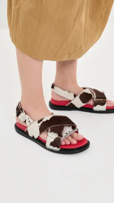 Marni Fussbett Crisscross Sandals Lily White/Brown | Thumbnail 3 Marni Fussbett Crisscross Sandals Lily White/Brown | Thumbnail 3