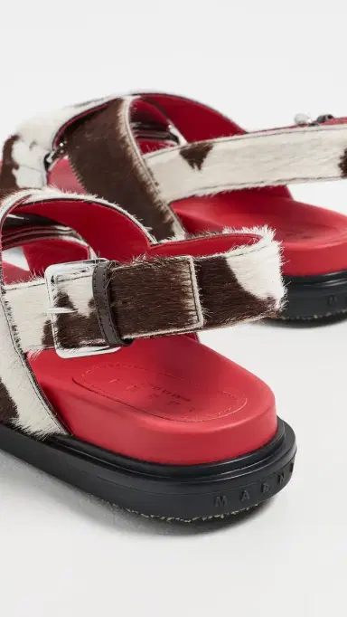 Marni Fussbett Crisscross Sandals Lily White/Brown | Thumbnail 4 Marni Fussbett Crisscross Sandals Lily White/Brown | Thumbnail 4