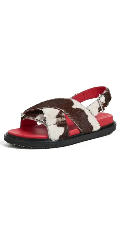 Marni Fussbett Crisscross Sandals Lily White/Brown | Thumbnail 1 Marni Fussbett Crisscross Sandals Lily White/Brown | Thumbnail 1