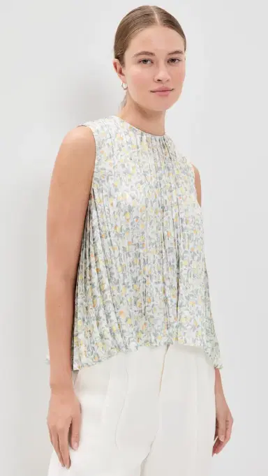 Vince Citrine Bloom Pleated Top | Thumbnail 2 Vince Citrine Bloom Pleated Top | Thumbnail 2