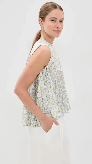Vince Citrine Bloom Pleated Top | Thumbnail 4 Vince Citrine Bloom Pleated Top | Thumbnail 4