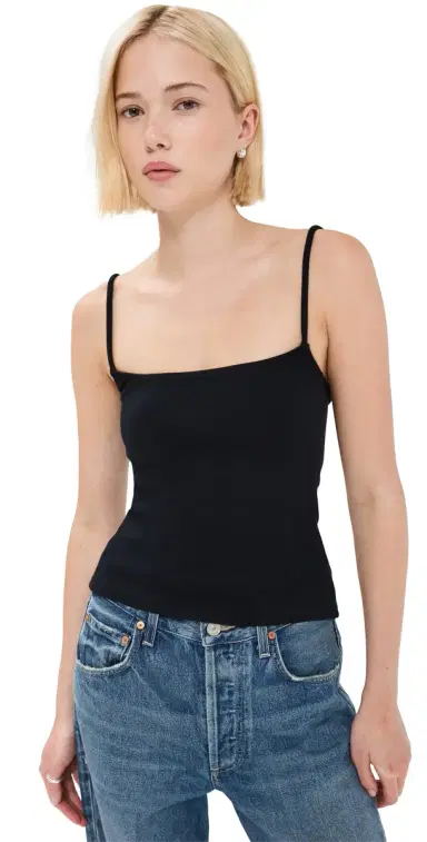 perfectwhitetee Ribbed kinny Tank True Black | Thumbnail 1 perfectwhitetee Ribbed kinny Tank True Black | Thumbnail 1