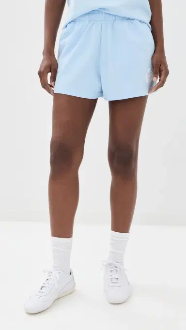 Sporty & Rich NY Crest Disco Shorts Ciel | Thumbnail 2 Sporty & Rich NY Crest Disco Shorts Ciel | Thumbnail 2