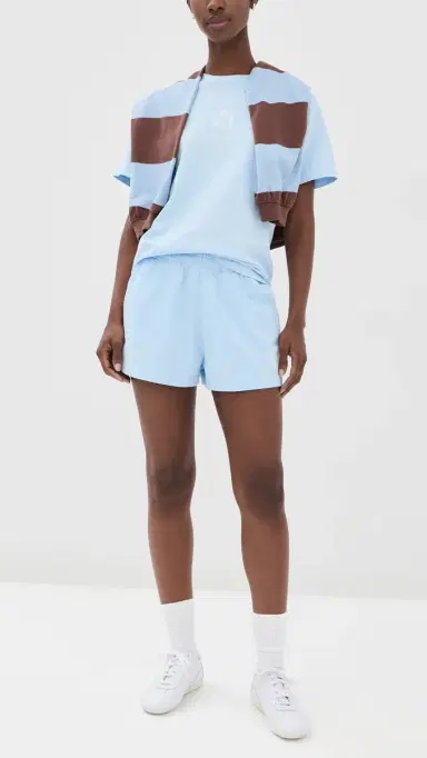 Sporty & Rich NY Crest Disco Shorts Ciel | Thumbnail 5 Sporty & Rich NY Crest Disco Shorts Ciel | Thumbnail 5