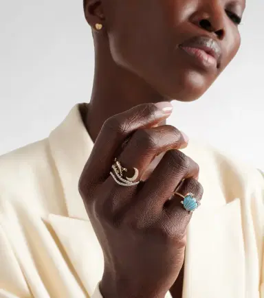 Yvonne Léon Yvonne Léon Rêves Étoilés 9kt gold and enamel ring with diamonds | Thumbnail 2 Yvonne Léon Yvonne Léon Rêves Étoilés 9kt gold and enamel ring with diamonds | Thumbnail 2