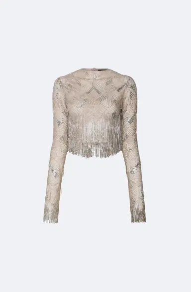 LAPOINTE Geometric Crystal Fringe Cropped Top | Thumbnail 5 LAPOINTE Geometric Crystal Fringe Cropped Top | Thumbnail 5