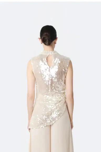 LAPOINTE Mesh Sequin Mockneck Top With Pleats | Thumbnail 2 LAPOINTE Mesh Sequin Mockneck Top With Pleats | Thumbnail 2