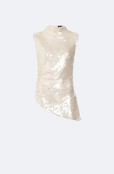 LAPOINTE Mesh Sequin Mockneck Top With Pleats | Thumbnail 4 LAPOINTE Mesh Sequin Mockneck Top With Pleats | Thumbnail 4