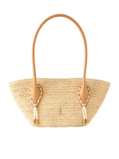Christian Louboutin Venus Embellished Leather-trimmed Raffia Tote | Thumbnail 1 Christian Louboutin Venus Embellished Leather-trimmed Raffia Tote | Thumbnail 1