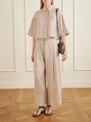 Brunello Cucinelli Linen Wide-leg Drawstring Pants | Thumbnail 2 Brunello Cucinelli Linen Wide-leg Drawstring Pants | Thumbnail 2