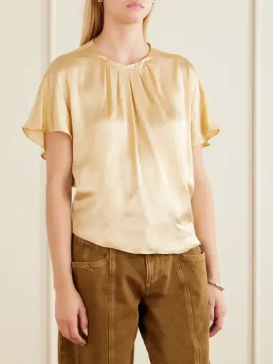 Isabel Marant Sakine Gathered Satin Blouse | Thumbnail 3 Isabel Marant Sakine Gathered Satin Blouse | Thumbnail 3