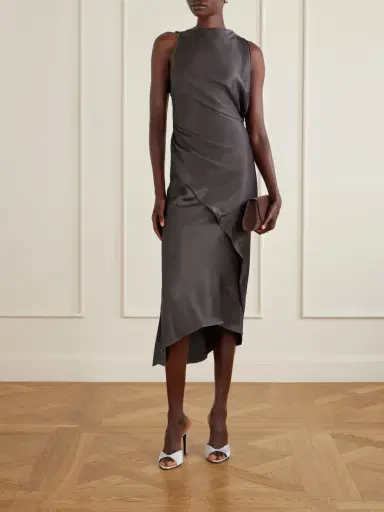 Victoria Beckham Draped Satin Midi Dress | Thumbnail 2 Victoria Beckham Draped Satin Midi Dress | Thumbnail 2