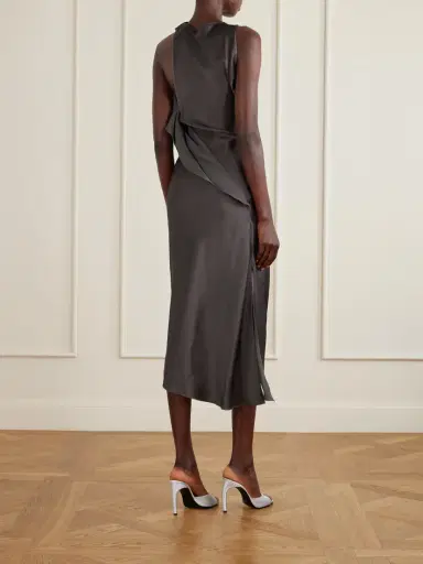 Victoria Beckham Draped Satin Midi Dress | Thumbnail 3 Victoria Beckham Draped Satin Midi Dress | Thumbnail 3