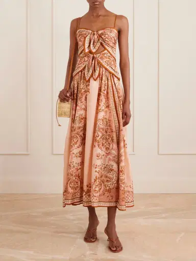 Zimmermann Aster Cutout Knotted Printed Silk Midi Dress | Thumbnail 2 Zimmermann Aster Cutout Knotted Printed Silk Midi Dress | Thumbnail 2