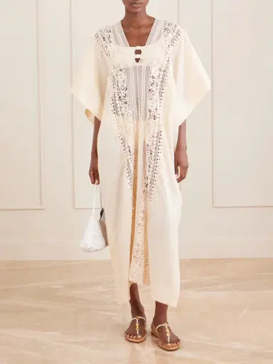 Miguelina Brea Floral-embroidered Linen Coverup | Thumbnail 2 Miguelina Brea Floral-embroidered Linen Coverup | Thumbnail 2