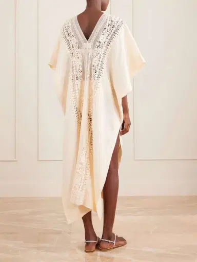 Miguelina Brea Floral-embroidered Linen Coverup | Thumbnail 3 Miguelina Brea Floral-embroidered Linen Coverup | Thumbnail 3
