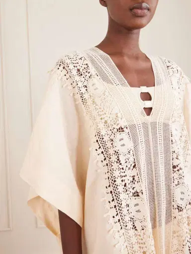 Miguelina Brea Floral-embroidered Linen Coverup | Thumbnail 4 Miguelina Brea Floral-embroidered Linen Coverup | Thumbnail 4