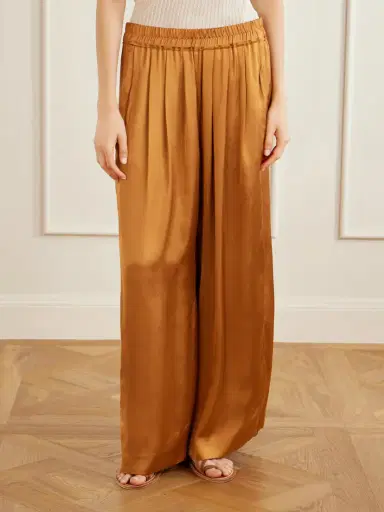 Isabel Marant Nolia Pleated Satin Wide-leg Pants | Thumbnail 3 Isabel Marant Nolia Pleated Satin Wide-leg Pants | Thumbnail 3