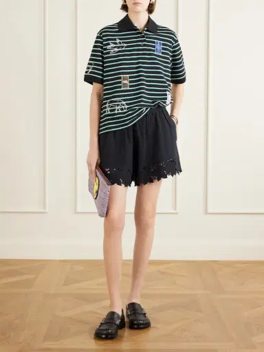 Sea Winslow Appliquéd Embroidered Striped Cotton Polo Shirt | Thumbnail 2 Sea Winslow Appliquéd Embroidered Striped Cotton Polo Shirt | Thumbnail 2