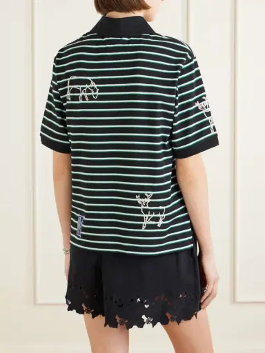 Sea Winslow Appliquéd Embroidered Striped Cotton Polo Shirt | Thumbnail 4 Sea Winslow Appliquéd Embroidered Striped Cotton Polo Shirt | Thumbnail 4