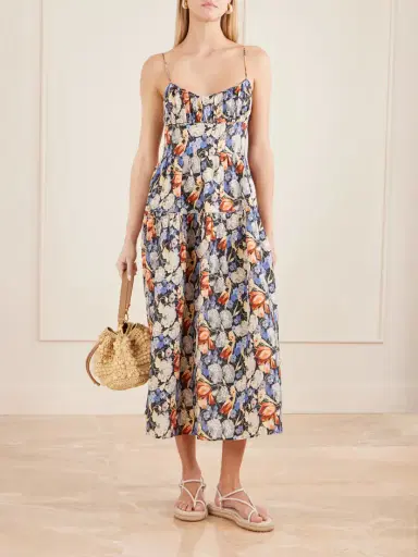 DÔEN Benoit Tiered Gathered Floral-print Ramie Midi Dress | Thumbnail 2 DÔEN Benoit Tiered Gathered Floral-print Ramie Midi Dress | Thumbnail 2