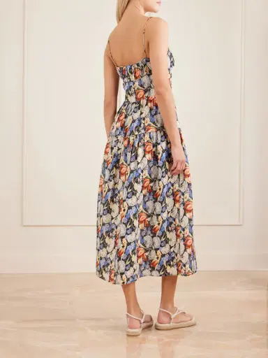 DÔEN Benoit Tiered Gathered Floral-print Ramie Midi Dress | Thumbnail 3 DÔEN Benoit Tiered Gathered Floral-print Ramie Midi Dress | Thumbnail 3