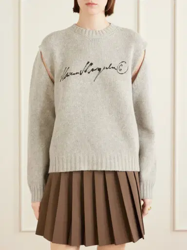 MM6 MAISON MARGIELA Logo-print Cut-out Wool-blend Sweater | Thumbnail 3 MM6 MAISON MARGIELA Logo-print Cut-out Wool-blend Sweater | Thumbnail 3