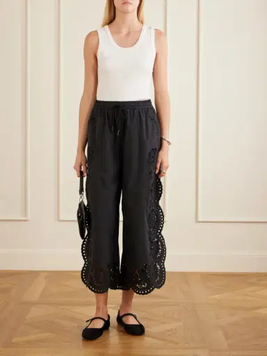 Sea Vittoria Broderie Anglaise-trimmed Shell Wide-leg Pants | Thumbnail 2 Sea Vittoria Broderie Anglaise-trimmed Shell Wide-leg Pants | Thumbnail 2