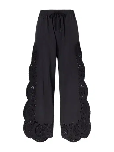 Sea Vittoria Broderie Anglaise-trimmed Shell Wide-leg Pants | Thumbnail 1 Sea Vittoria Broderie Anglaise-trimmed Shell Wide-leg Pants | Thumbnail 1