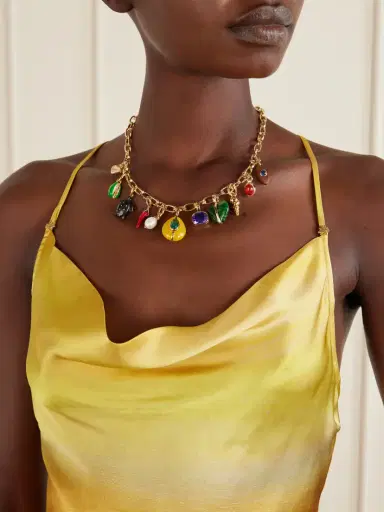Roxanne Assoulin The Tiny Treasure Gold-tone, Pearl, Crystal, Cubic Zirconia And Enamel Necklace | Thumbnail 2 Roxanne Assoulin The Tiny Treasure Gold-tone, Pearl, Crystal, Cubic Zirconia And Enamel Necklace | Thumbnail 2