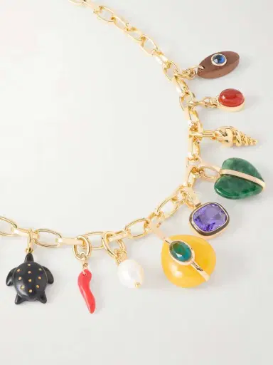 Roxanne Assoulin The Tiny Treasure Gold-tone, Pearl, Crystal, Cubic Zirconia And Enamel Necklace | Thumbnail 4 Roxanne Assoulin The Tiny Treasure Gold-tone, Pearl, Crystal, Cubic Zirconia And Enamel Necklace | Thumbnail 4