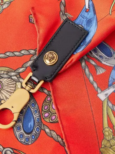 Versace Medusa-embellished Leather-trimmed Printed Silk-twill Bag Strap | Thumbnail 3 Versace Medusa-embellished Leather-trimmed Printed Silk-twill Bag Strap | Thumbnail 3