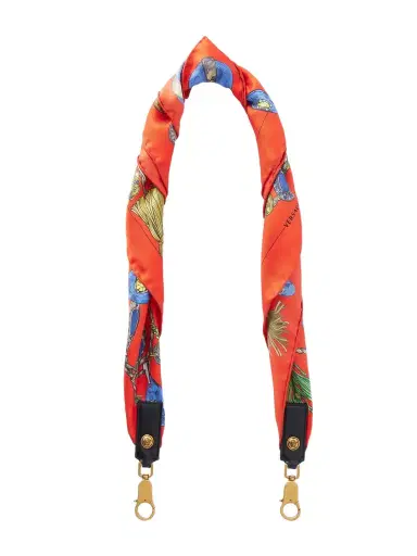 Versace Medusa-embellished Leather-trimmed Printed Silk-twill Bag Strap | Thumbnail 1 Versace Medusa-embellished Leather-trimmed Printed Silk-twill Bag Strap | Thumbnail 1