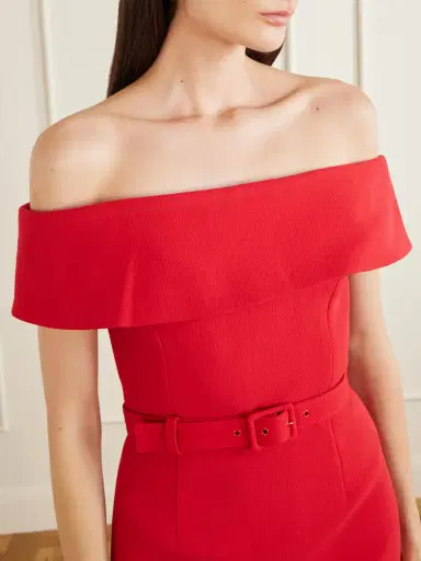 Rebecca Vallance Precious Off-the-shoulder Belted Crepe Midi Dress | Thumbnail 4 Rebecca Vallance Precious Off-the-shoulder Belted Crepe Midi Dress | Thumbnail 4