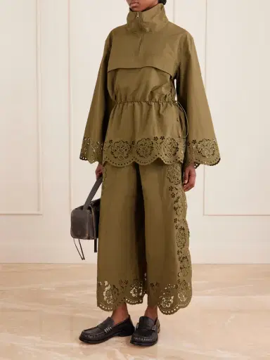 Sea Vittoria Broderie Anglaise-trimmed Shell Wide-leg Pants | Thumbnail 2 Sea Vittoria Broderie Anglaise-trimmed Shell Wide-leg Pants | Thumbnail 2