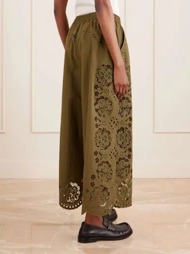 Sea Vittoria Broderie Anglaise-trimmed Shell Wide-leg Pants | Thumbnail 4 Sea Vittoria Broderie Anglaise-trimmed Shell Wide-leg Pants | Thumbnail 4