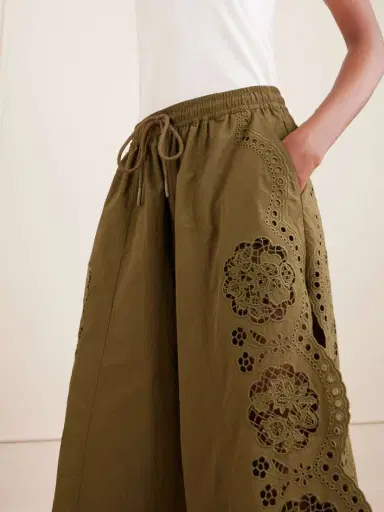 Sea Vittoria Broderie Anglaise-trimmed Shell Wide-leg Pants | Thumbnail 5 Sea Vittoria Broderie Anglaise-trimmed Shell Wide-leg Pants | Thumbnail 5