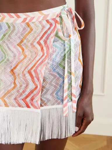 Missoni Striped Fringed Crochet-knit Wrap Mini Skirt | Thumbnail 5 Missoni Striped Fringed Crochet-knit Wrap Mini Skirt | Thumbnail 5