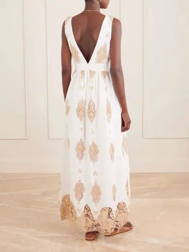 Miguelina Jenny Broderie Anglaise Linen Maxi Dress | Thumbnail 3 Miguelina Jenny Broderie Anglaise Linen Maxi Dress | Thumbnail 3