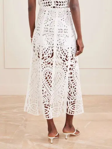 Emporio Sirenuse Rita Brisé Embroidered Cotton Midi Skirt | Thumbnail 4 Emporio Sirenuse Rita Brisé Embroidered Cotton Midi Skirt | Thumbnail 4