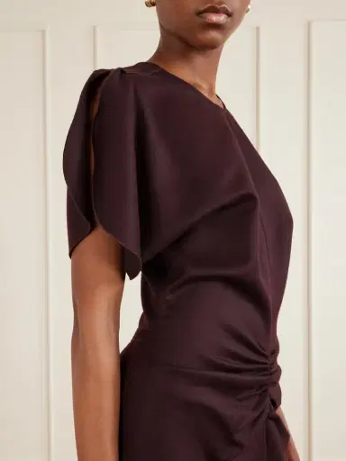 Victoria Beckham Bela Draped Wool Midi Dress | Thumbnail 4 Victoria Beckham Bela Draped Wool Midi Dress | Thumbnail 4