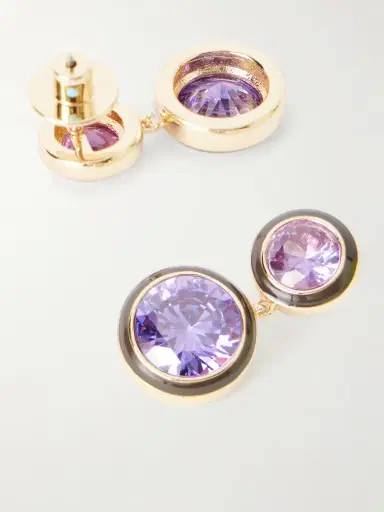 Roxanne Assoulin The Cubic Double Gold-tone, Cubic Zirconia And Enamel Earrings | Thumbnail 3 Roxanne Assoulin The Cubic Double Gold-tone, Cubic Zirconia And Enamel Earrings | Thumbnail 3